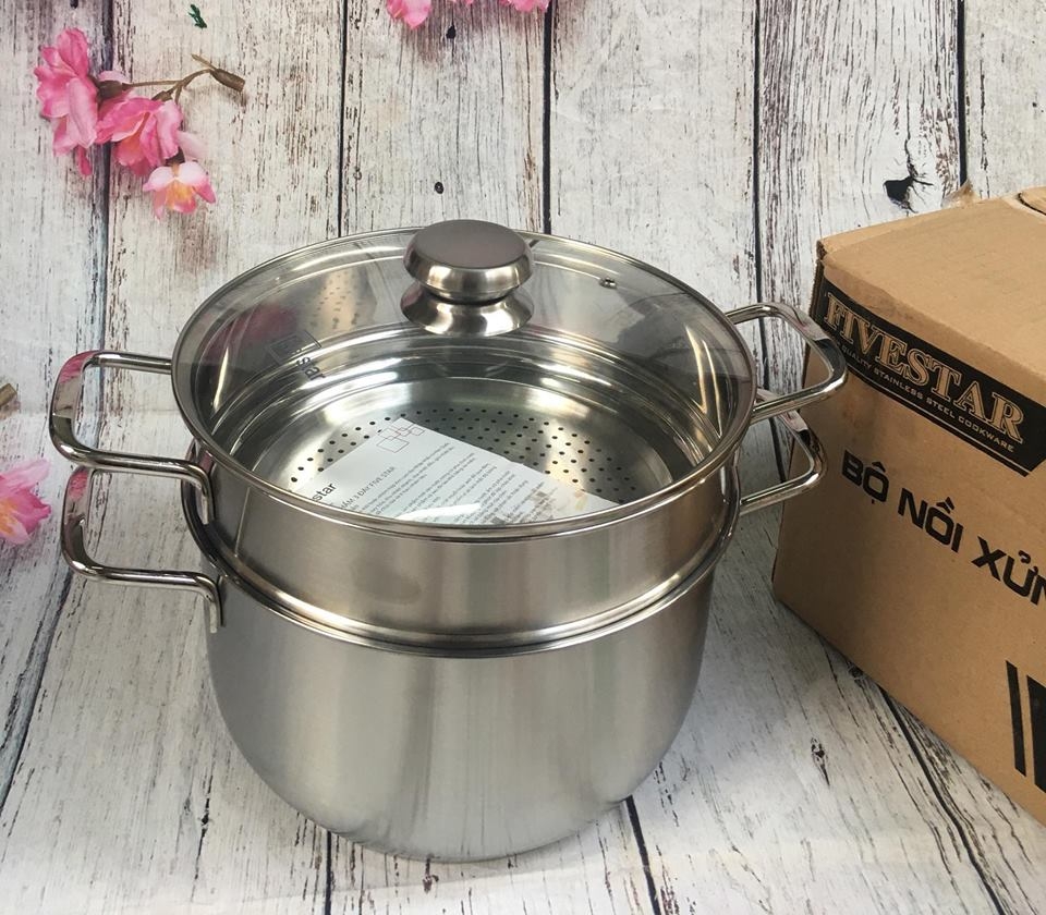 BỘ NỒI XỬNG HẤP INOX 3 ĐÁY FIVESTAR SIZE 28